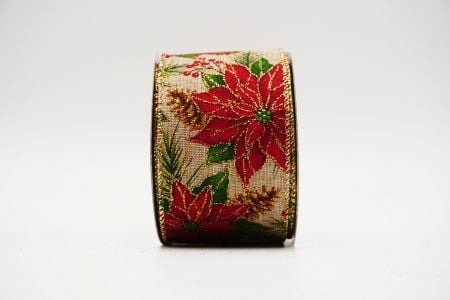 Exquisite Poinsettia Wired Ribbon_KF6347G-14-1_natural